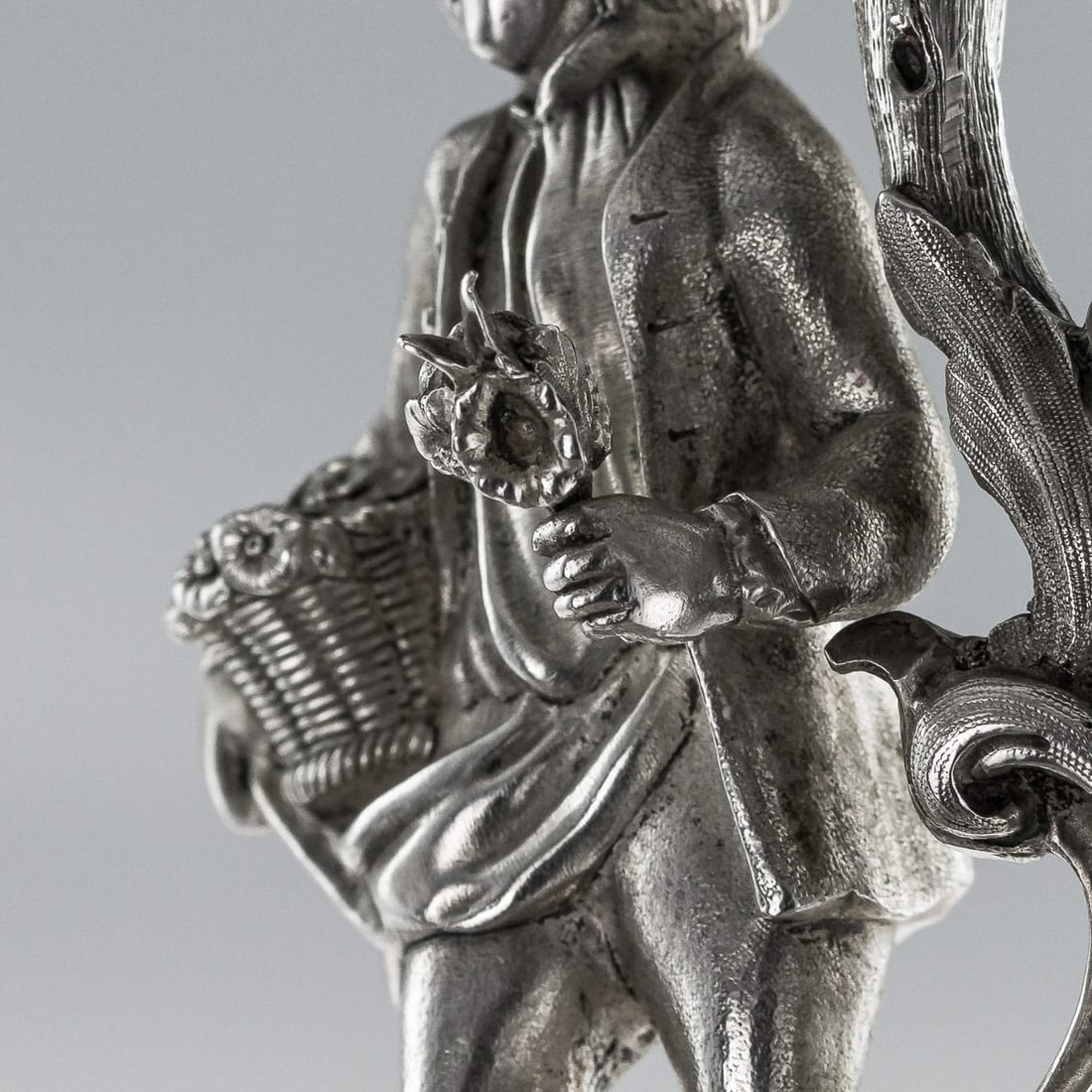ANTIQUE 19thC VICTORIAN SOLID SILVER PAIR OF FIGURAL COMPORTS, C & G FOX c.1852 - 17