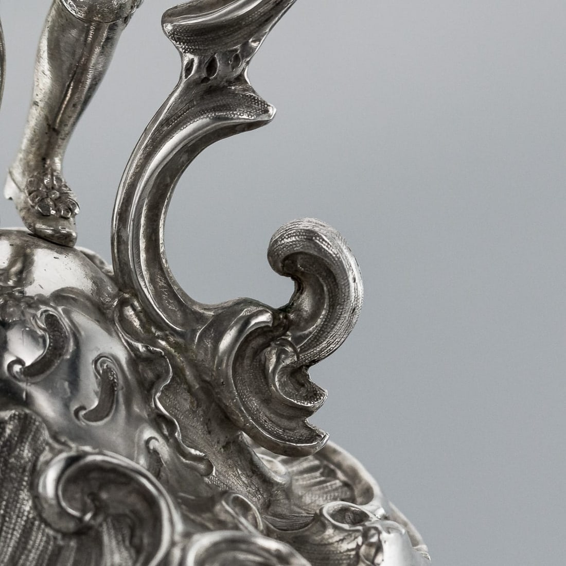 ANTIQUE 19thC VICTORIAN SOLID SILVER PAIR OF FIGURAL COMPORTS, C & G FOX c.1852 - 19