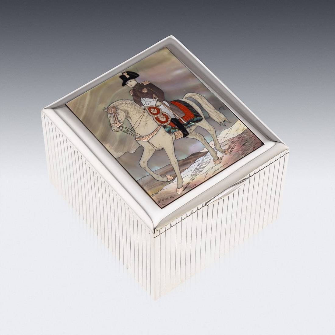 MID 20thC FRENCH SOLID SILVER & 18k GOLD, MOTHER OF PEARL BOX, DUNHILL c.1950 - 3