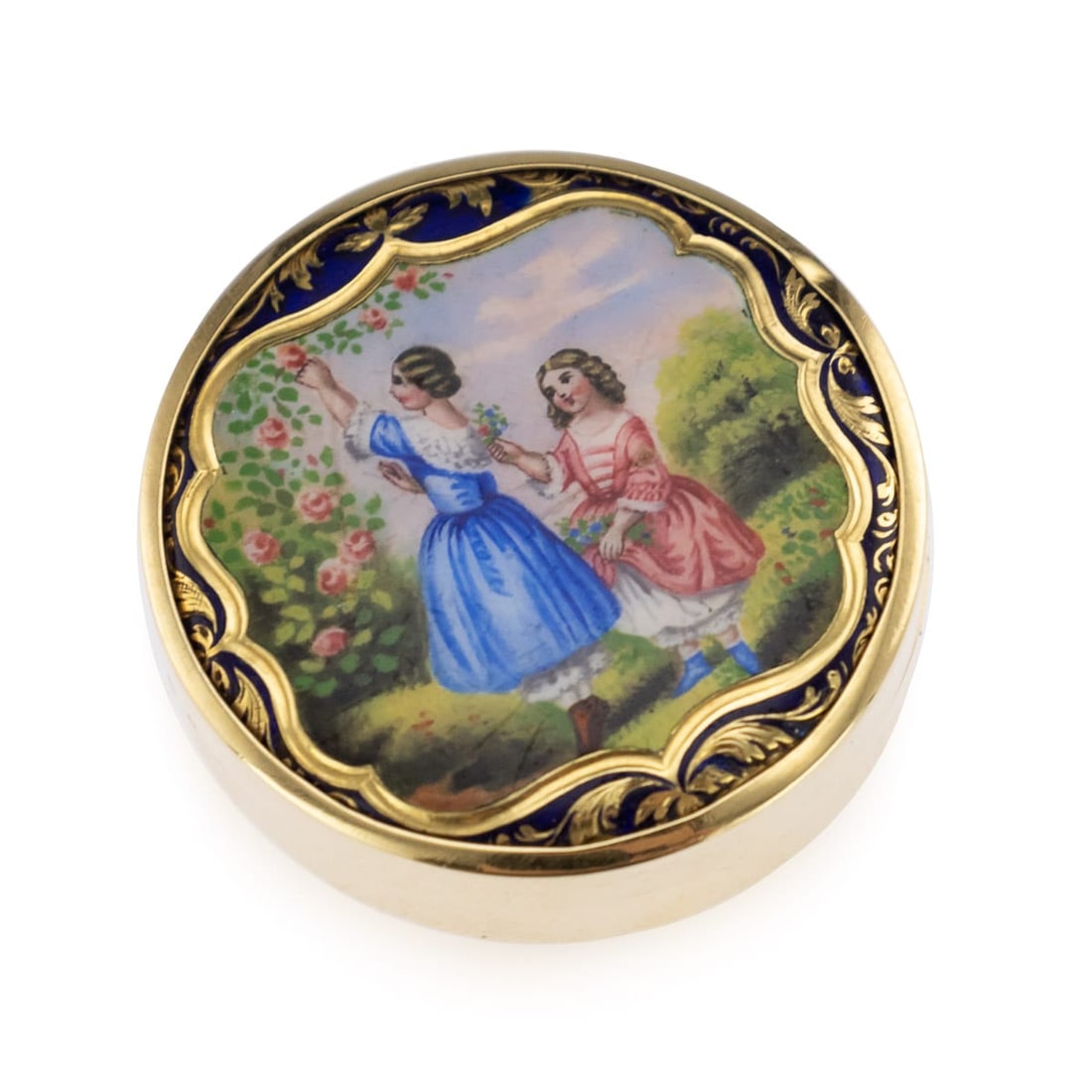 ANTIQUE 20thC RUSSIAN 14k GOLD & ENAMEL PILL BOX, MOSCOW c.1900 (1 of 8)