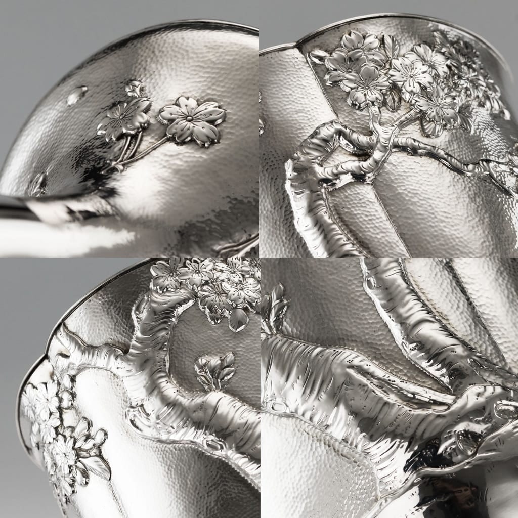 ANTIQUE 20thC JAPANESE SOLID SILVER MASSIVE GOBLET, NOMURA c.1900 - 12