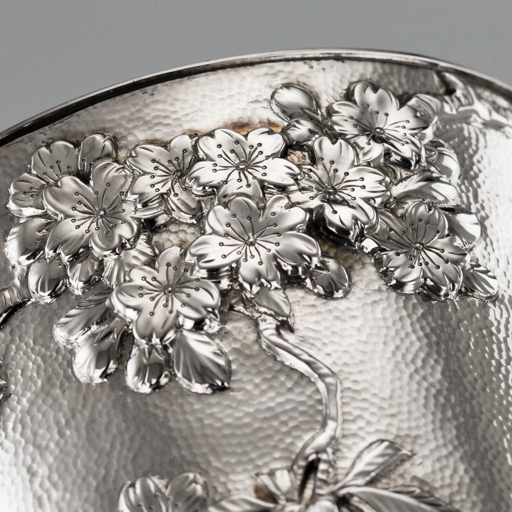 ANTIQUE 20thC JAPANESE SOLID SILVER MASSIVE GOBLET, NOMURA c.1900 - 9