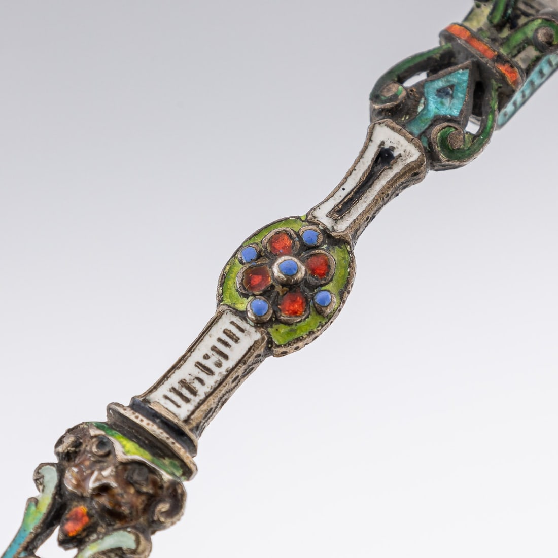 ANTIQUE 19thC AUSTRIAN SILVER, ENAMEL & ROCK CRYSTAL SPOONS c.1880 - 10