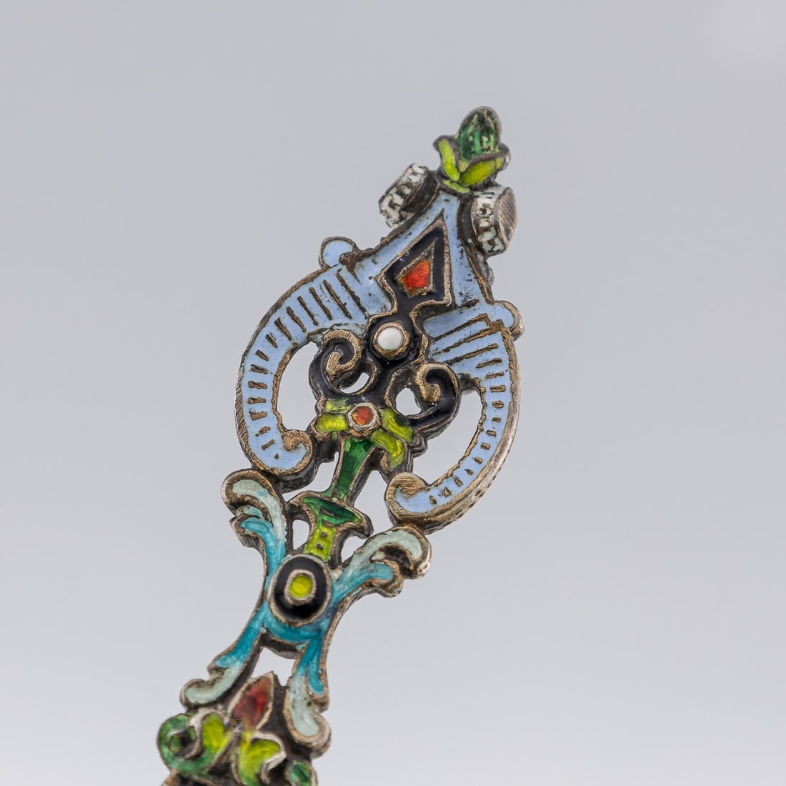 ANTIQUE 19thC AUSTRIAN SILVER, ENAMEL & ROCK CRYSTAL SPOONS c.1880 - 11