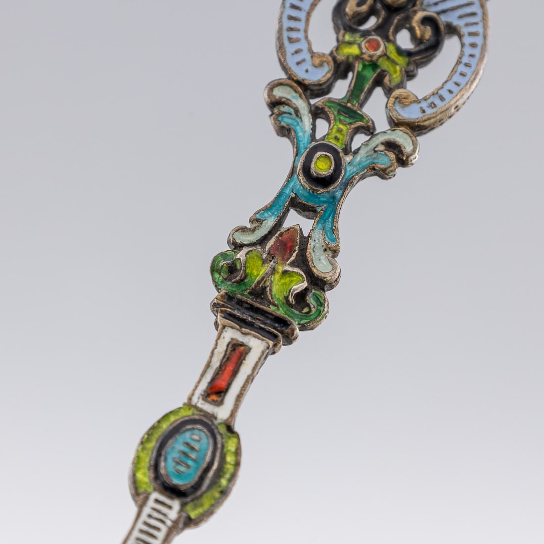 ANTIQUE 19thC AUSTRIAN SILVER, ENAMEL & ROCK CRYSTAL SPOONS c.1880 - 12