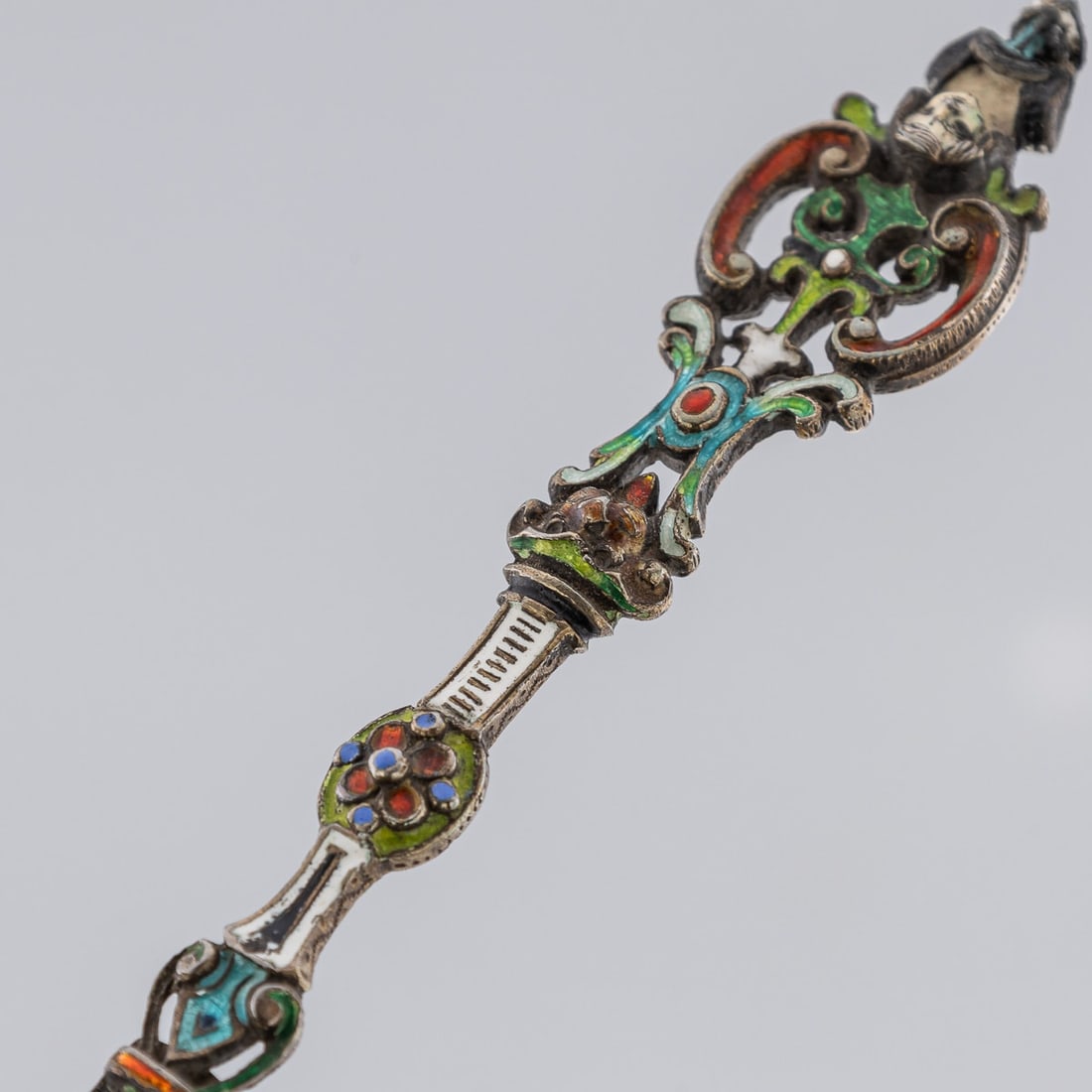 ANTIQUE 19thC AUSTRIAN SILVER, ENAMEL & ROCK CRYSTAL SPOONS c.1880 - 14