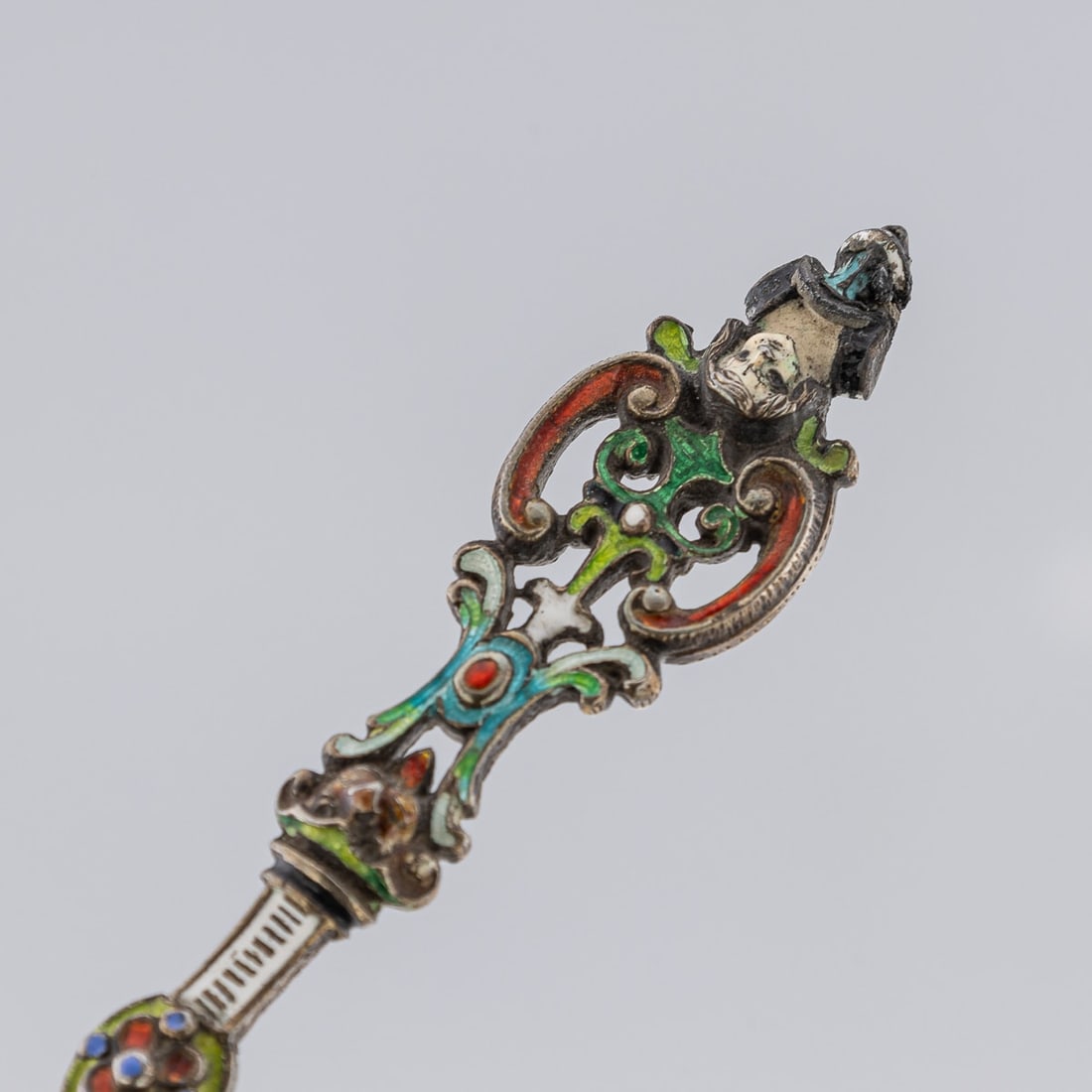 ANTIQUE 19thC AUSTRIAN SILVER, ENAMEL & ROCK CRYSTAL SPOONS c.1880 - 15