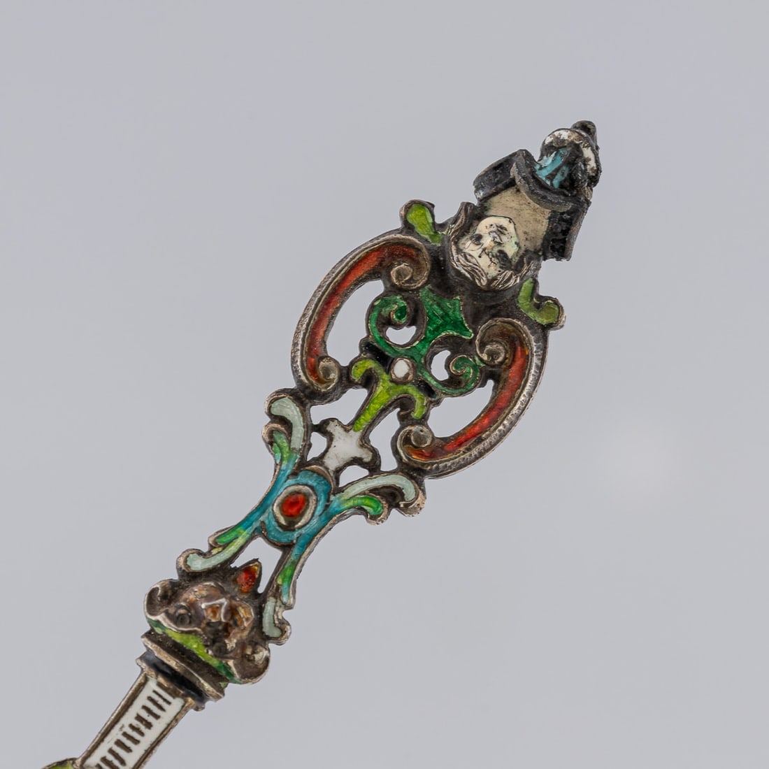 ANTIQUE 19thC AUSTRIAN SILVER, ENAMEL & ROCK CRYSTAL SPOONS c.1880 - 16