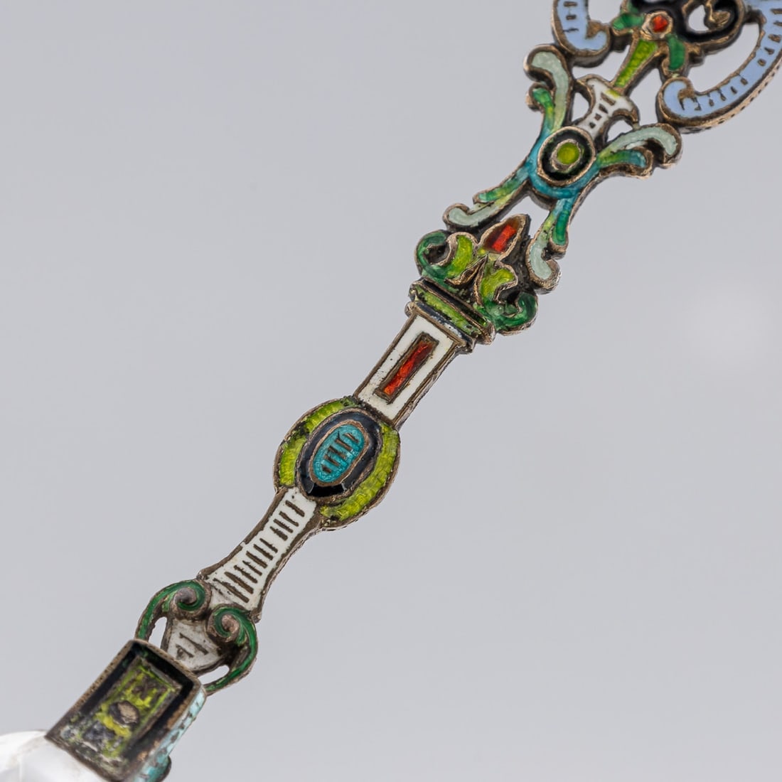 ANTIQUE 19thC AUSTRIAN SILVER, ENAMEL & ROCK CRYSTAL SPOONS c.1880 - 17
