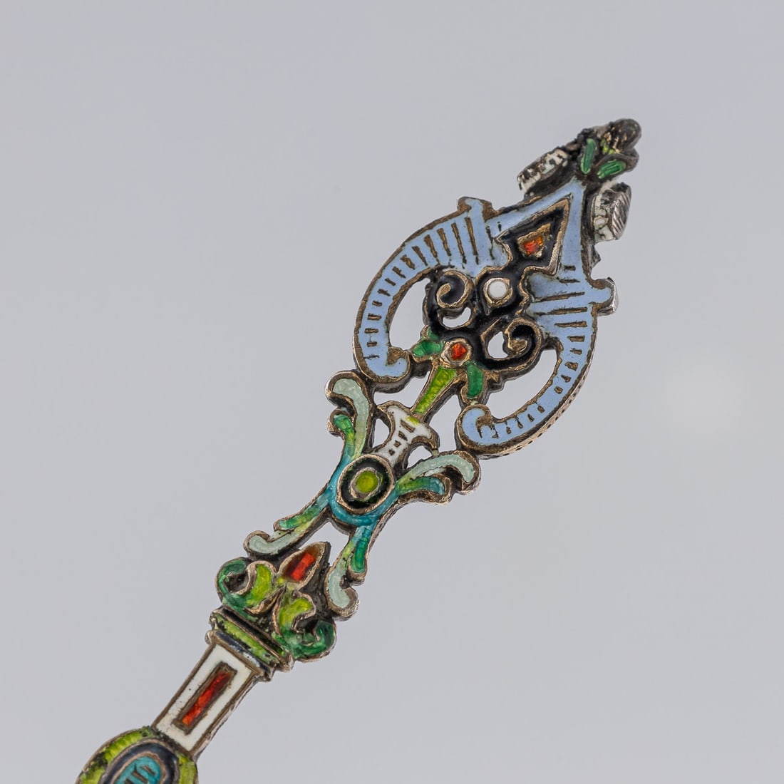 ANTIQUE 19thC AUSTRIAN SILVER, ENAMEL & ROCK CRYSTAL SPOONS c.1880 - 18