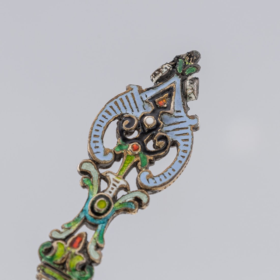 ANTIQUE 19thC AUSTRIAN SILVER, ENAMEL & ROCK CRYSTAL SPOONS c.1880 - 19