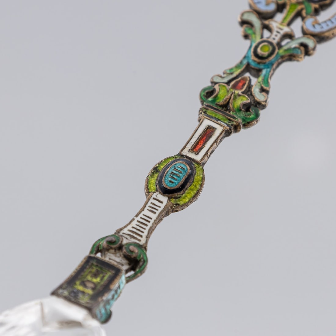 ANTIQUE 19thC AUSTRIAN SILVER, ENAMEL & ROCK CRYSTAL SPOONS c.1880 - 20