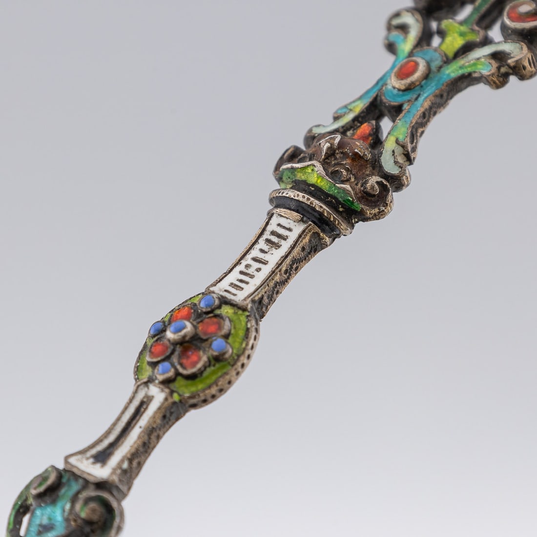 ANTIQUE 19thC AUSTRIAN SILVER, ENAMEL & ROCK CRYSTAL SPOONS c.1880 - 8