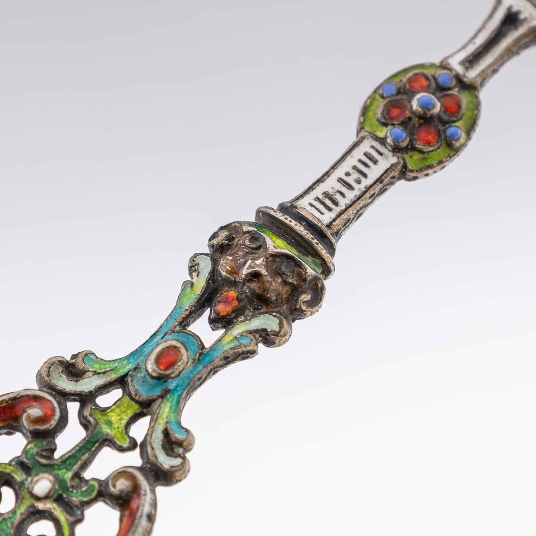 ANTIQUE 19thC AUSTRIAN SILVER, ENAMEL & ROCK CRYSTAL SPOONS c.1880 - 9