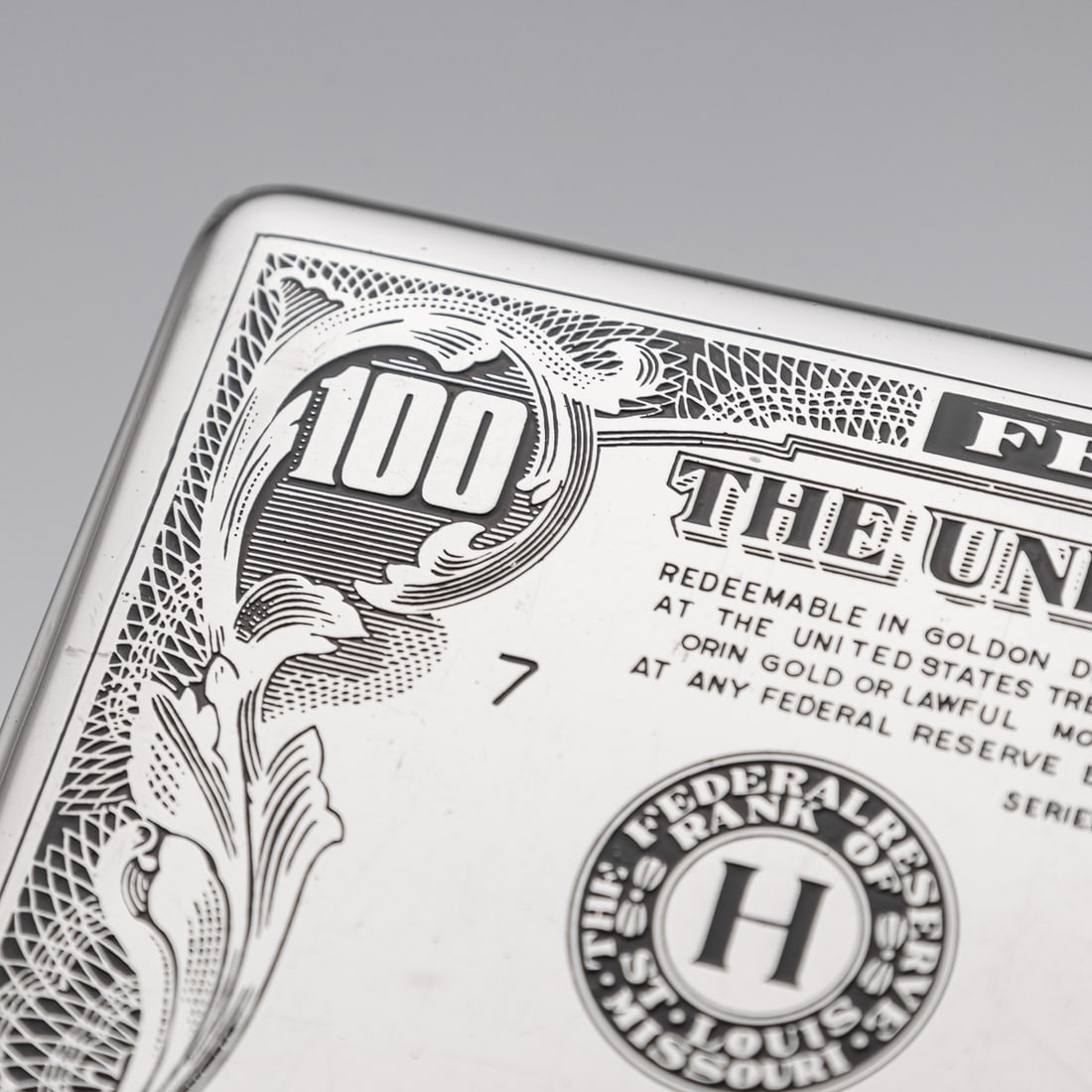20thC AMERICAN SILVER-PLATED CIGARETTE CASE & LIGHTER SHAPED AS A HUNDRED DOLLAR BILL - 16