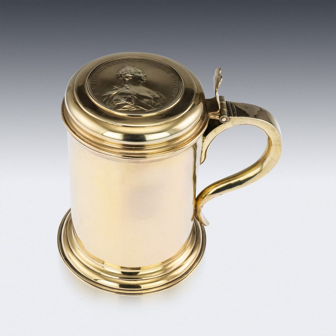 ANTIQUE 18thC RUSSIAN EXCEPTIONAL SILVER-GILT TANKARD, MOSCOW c.1766 - 5