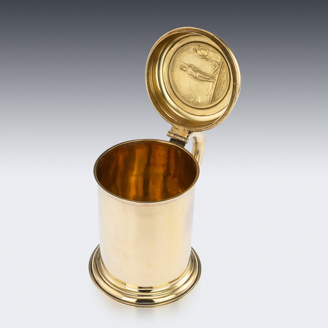 ANTIQUE 18thC RUSSIAN EXCEPTIONAL SILVER-GILT TANKARD, MOSCOW c.1766 - 7