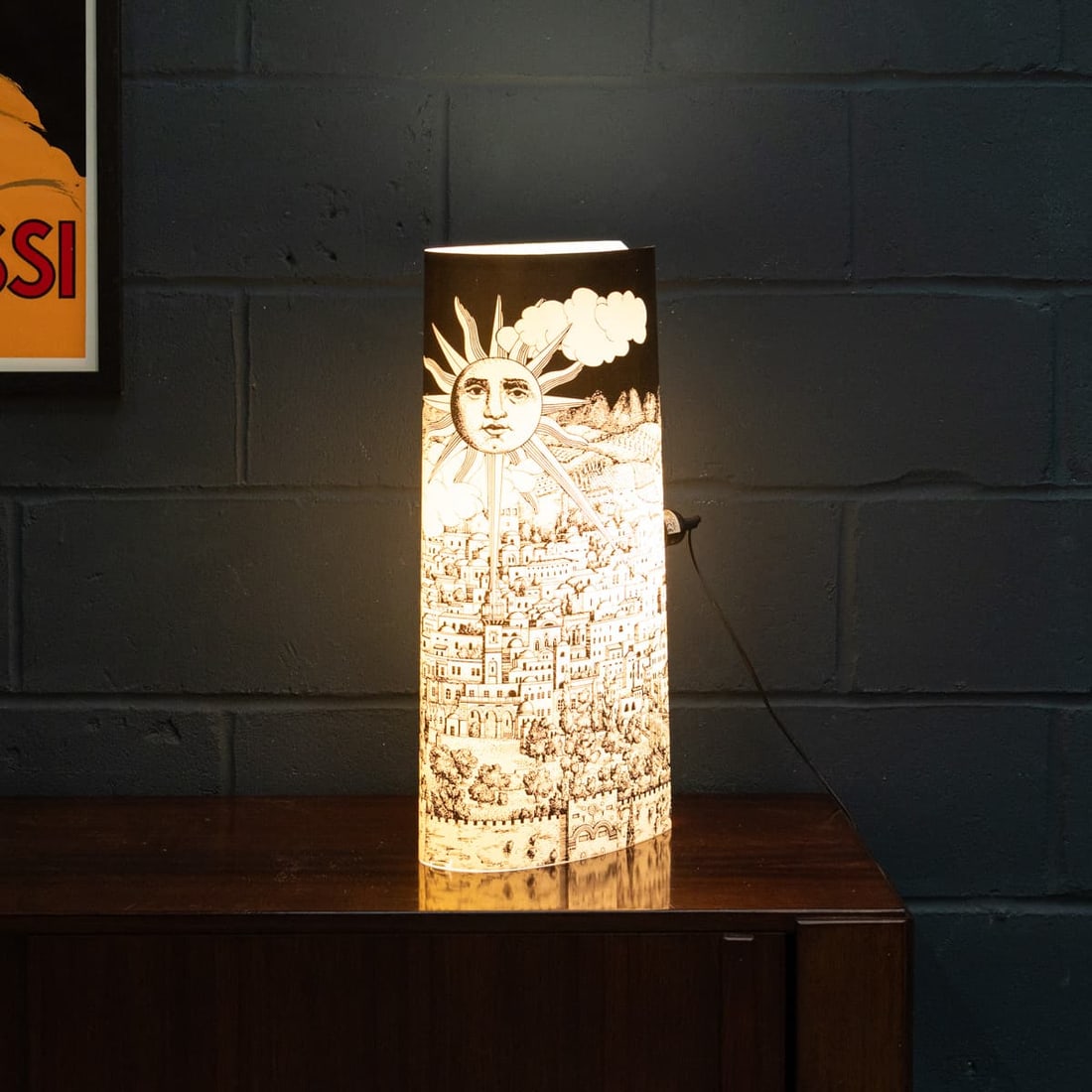 VINTAGE 20thC ITALIAN FORNASETTI "LUNA CITTÀ" TABLE LAMP BY ANTONANGELI - 3