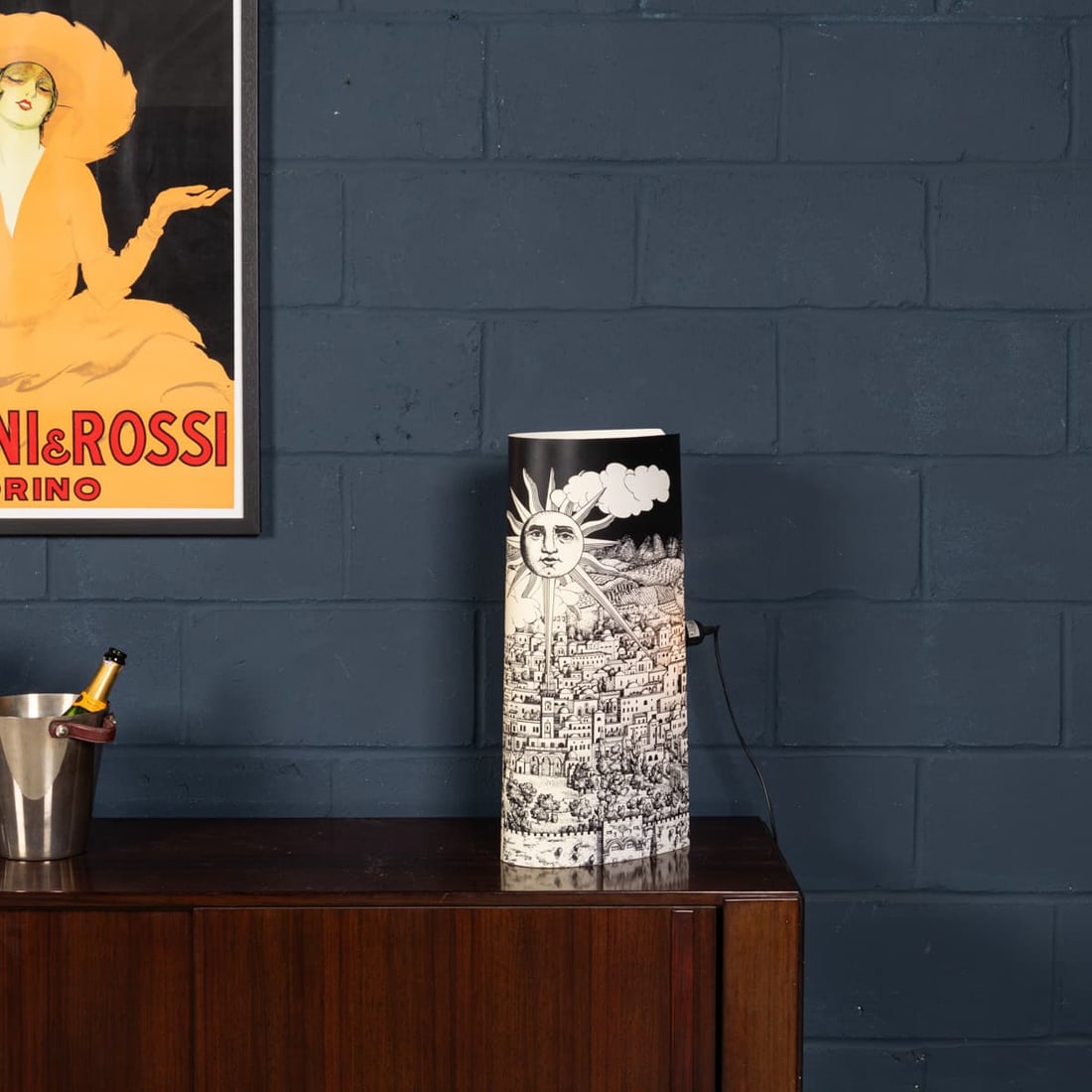 VINTAGE 20thC ITALIAN FORNASETTI "LUNA CITTÀ" TABLE LAMP BY ANTONANGELI - 4