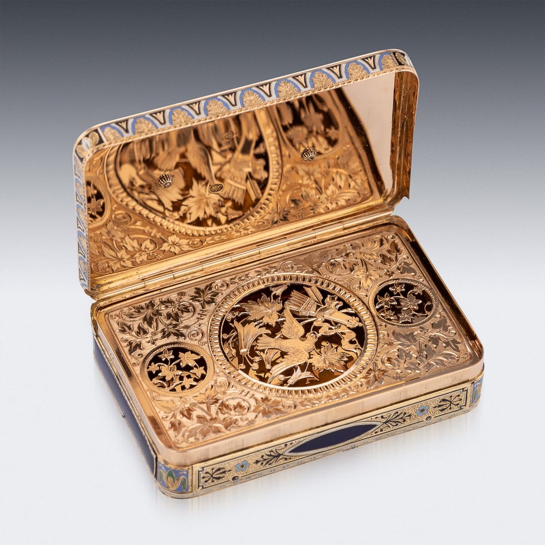 19thC SWISS 18k GOLD & ENAMEL MUSICAL SNUFF BOX, SENÉ & DÉTALLA c.1800 - 10