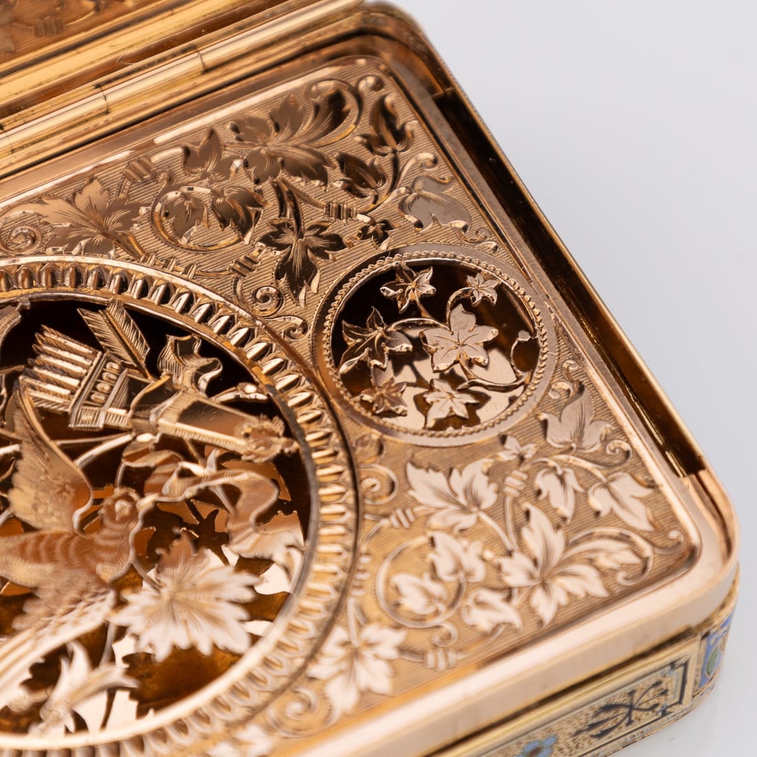 19thC SWISS 18k GOLD & ENAMEL MUSICAL SNUFF BOX, SENÉ & DÉTALLA c.1800 - 13