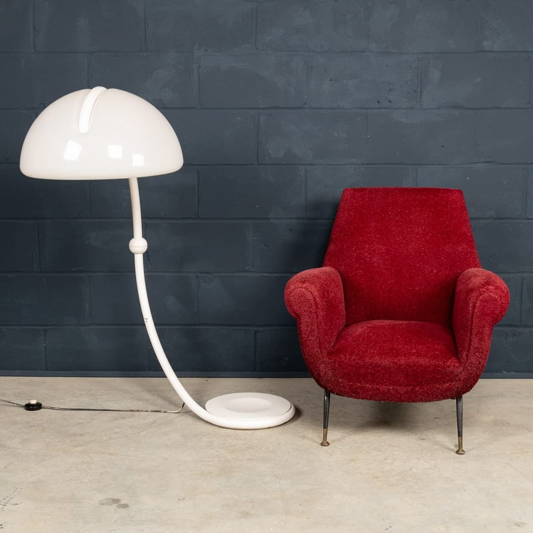 20thC ITALIAN WHITE "SERPENTE" FLOOR LAMP BY ELIO MARTINELLI FOR MARTINELLI LUCE - 5