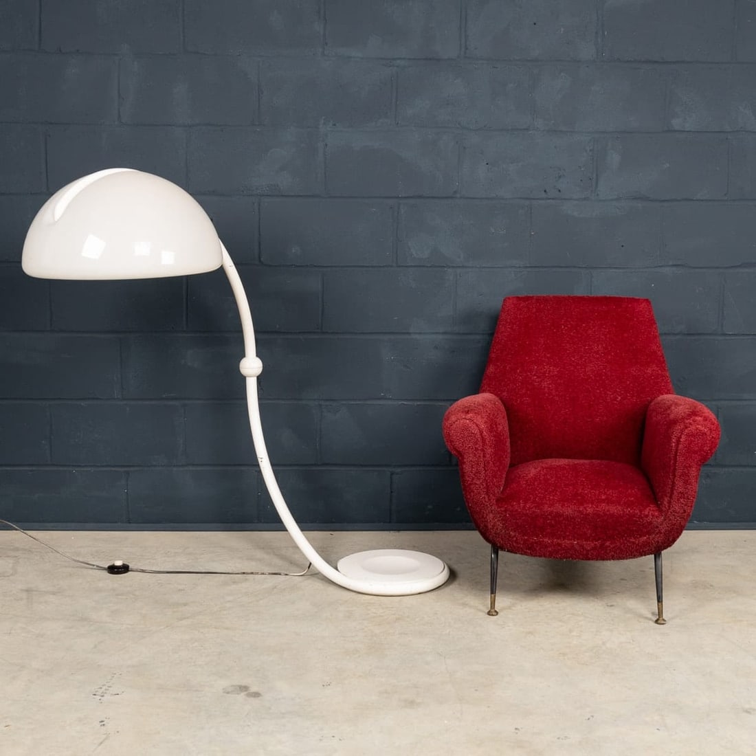 20thC ITALIAN WHITE "SERPENTE" FLOOR LAMP BY ELIO MARTINELLI FOR MARTINELLI LUCE - 6