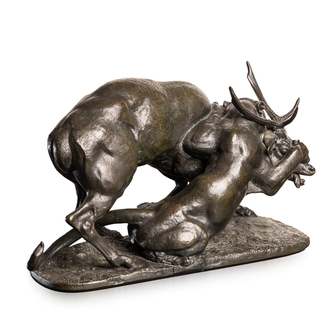 FRENCH BRONZE PANTHER & STAG HUNTING SCENE, ANTOINE-LOUIS BARYE (1796-1875) - 8