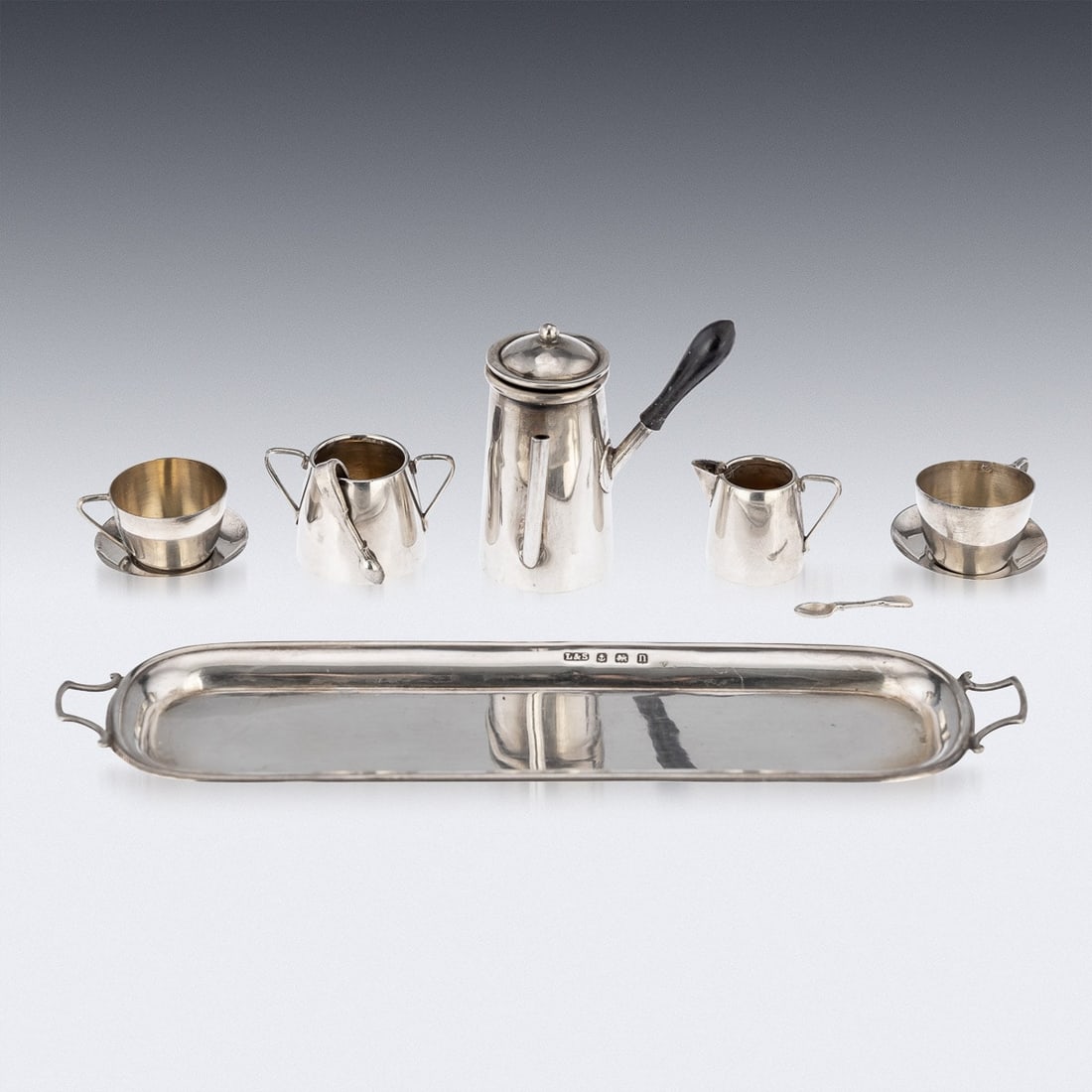 ANTIQUE 20thC ENGLISH MINIATURE SOLID SILVER COFFEE SERVICE, BIRMINGHAM c.1912 - 4
