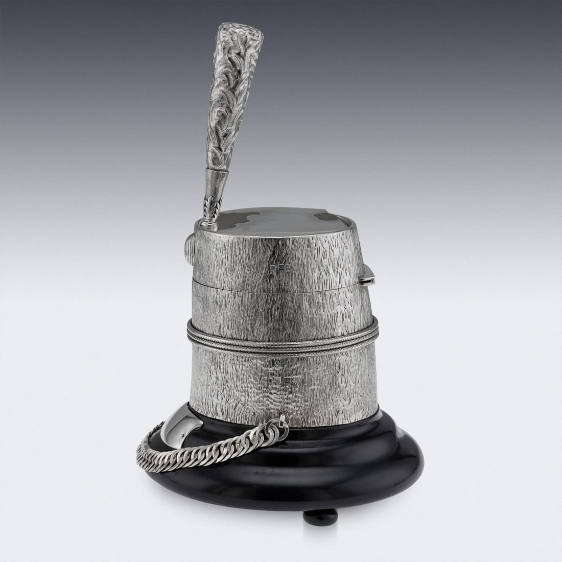 ANTIQUE 20thC EDWARDIAN SOLID SILVER REGIMENTAL TABLE SNUFF MULL, LONDON c.1908 - 4