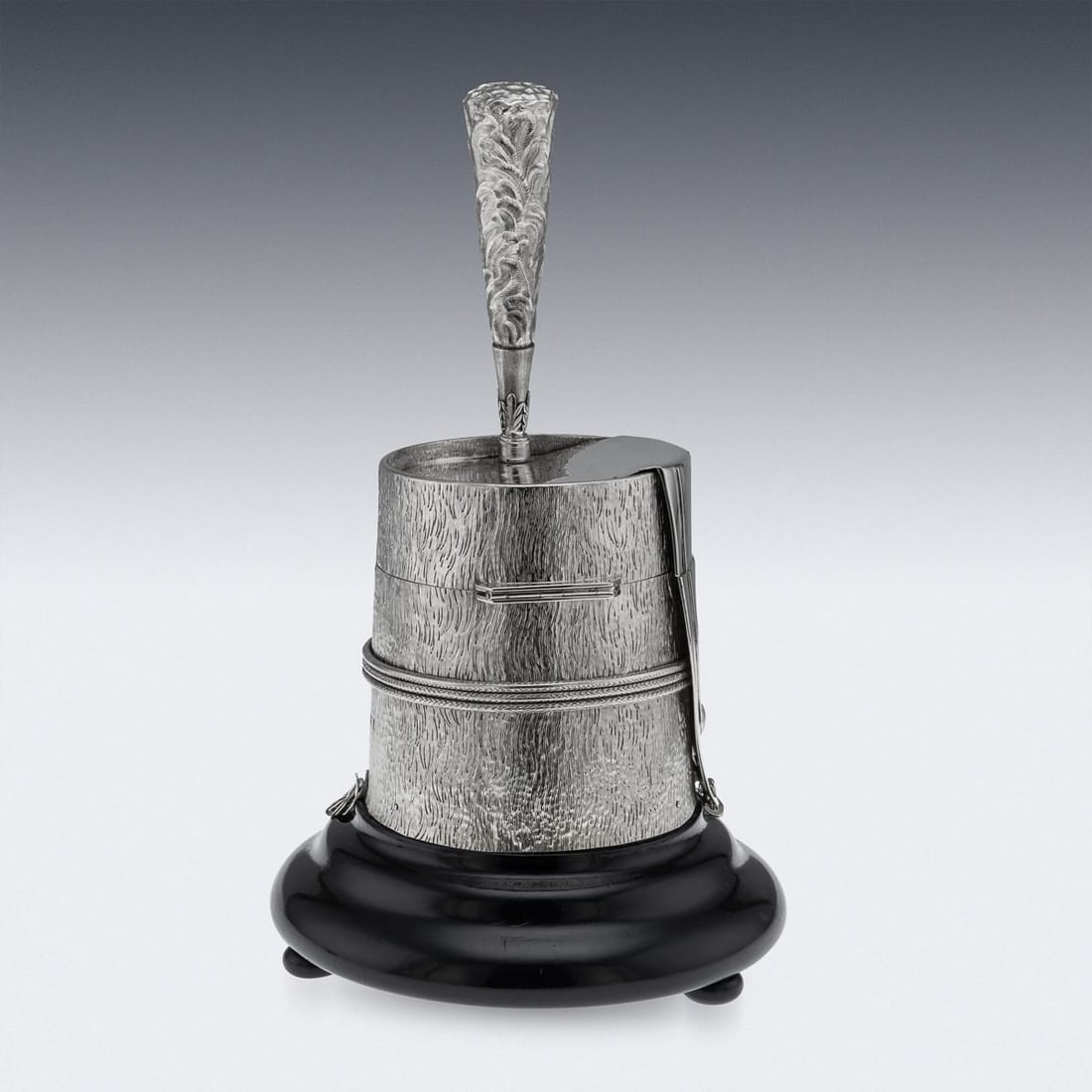 ANTIQUE 20thC EDWARDIAN SOLID SILVER REGIMENTAL TABLE SNUFF MULL, LONDON c.1908 - 5