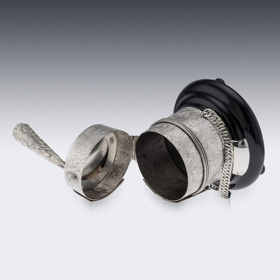 ANTIQUE 20thC EDWARDIAN SOLID SILVER REGIMENTAL TABLE SNUFF MULL, LONDON c.1908 - 8