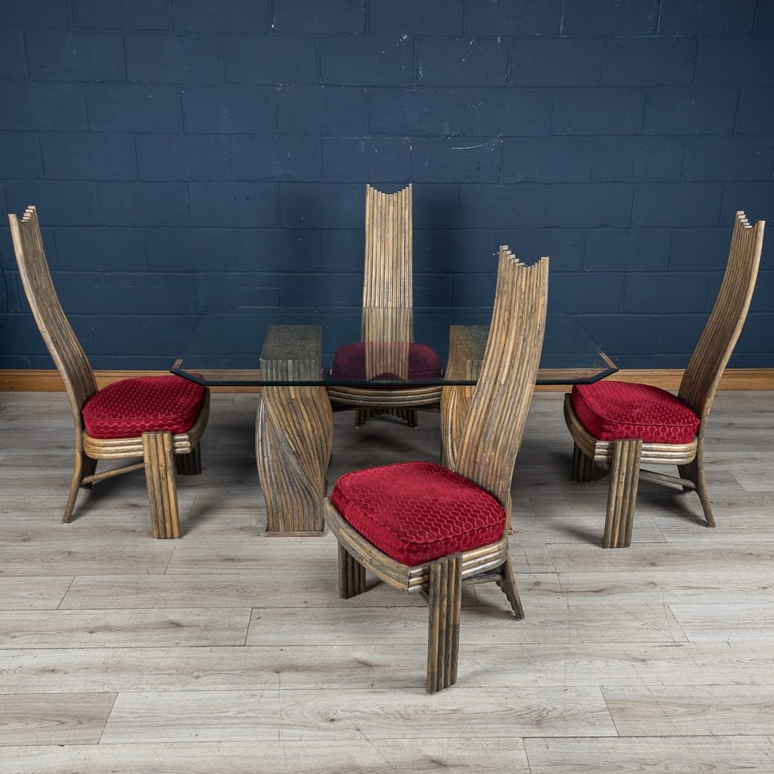 20thC AMERICAN DINING TABLE & FOUR CHAIRS BY MCGUIRE - 2