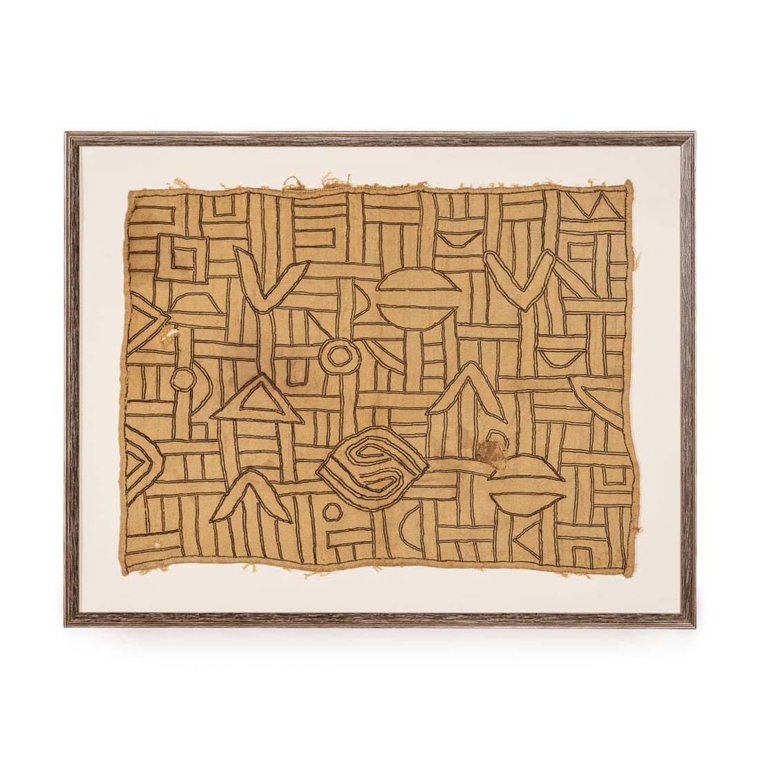 20thC KUBA RAFFIA PRESTIGE TEXTILE, DEMOCRATIC REPUBLIC OF THE CONGO: A finely woven Kuba raffia prestige textile from the Democratic Republic of the Congo, dating to the first half of the twentieth century. Distinguished by its intricate geometric composition and