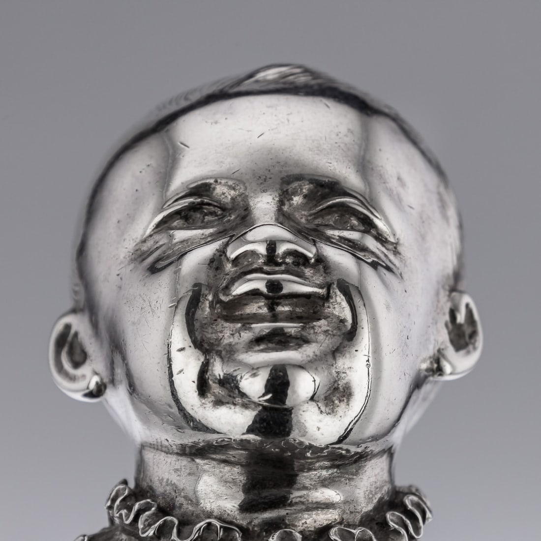 ANTIQUE 19thC VICTORIAN SOLID SILVER NOVELTY SALT & PEPPER, LONDON c.1880 - 10