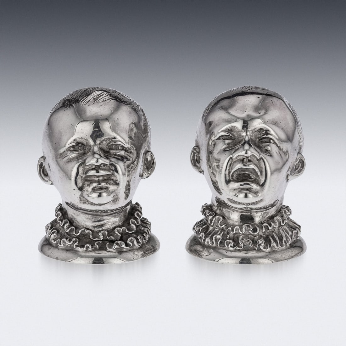 ANTIQUE 19thC VICTORIAN SOLID SILVER NOVELTY SALT & PEPPER, LONDON c.1880 - 2