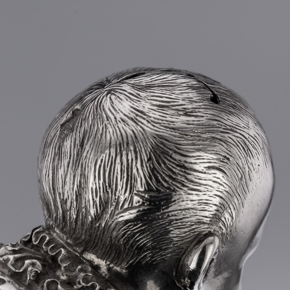 ANTIQUE 19thC VICTORIAN SOLID SILVER NOVELTY SALT & PEPPER, LONDON c.1880 - 7