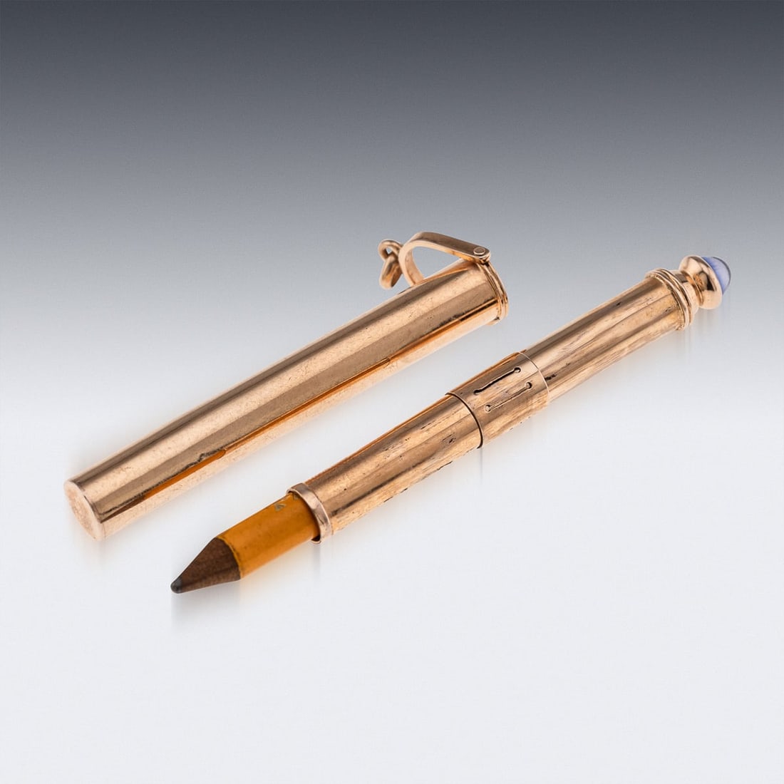 ANTIQUE 20thC FRENCH SOLID GOLD & SAPPHIRE RETRACTABLE PENCIL c.1900 - 3