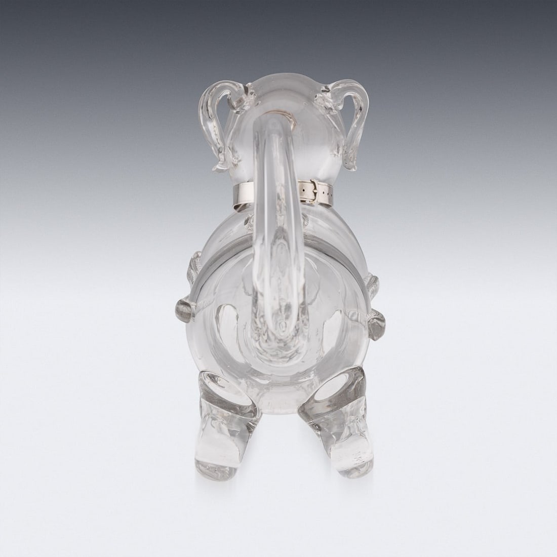 ANTIQUE 20thC ENGLISH SOLID SILVER & GLASS NOVELTY CLARET JUG c.1916 - 4