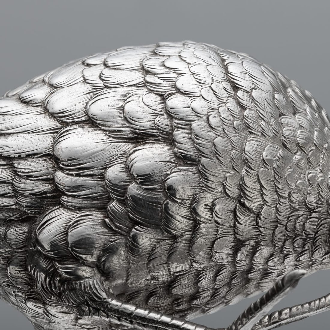 ANTIQUE 20thC ITALIAN SOLID SILVER PAIR OF PHEASANT STATUES c.1920 - 17
