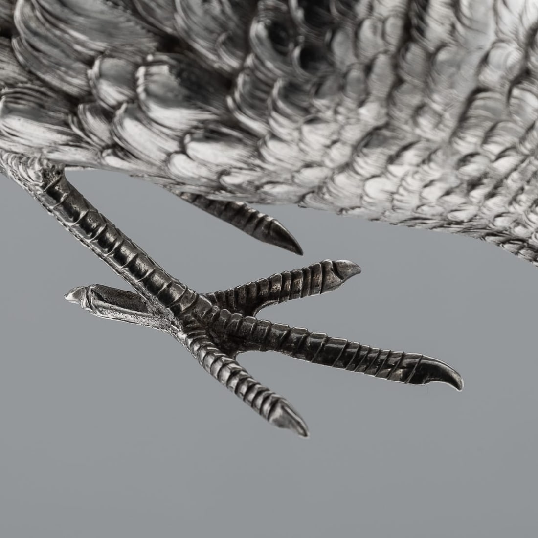 ANTIQUE 20thC ITALIAN SOLID SILVER PAIR OF PHEASANT STATUES c.1920 - 18