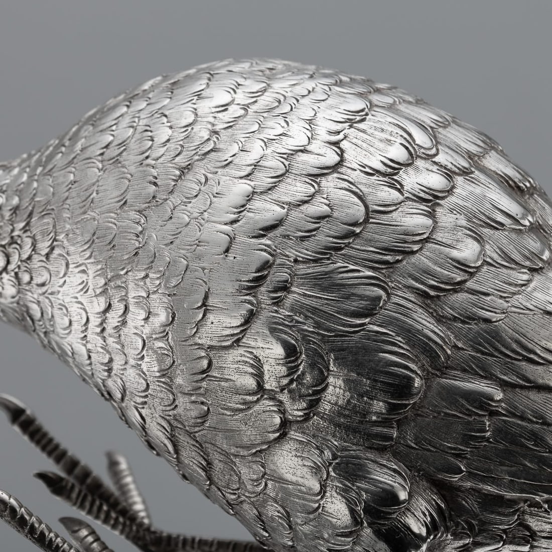 ANTIQUE 20thC ITALIAN SOLID SILVER PAIR OF PHEASANT STATUES c.1920 - 20