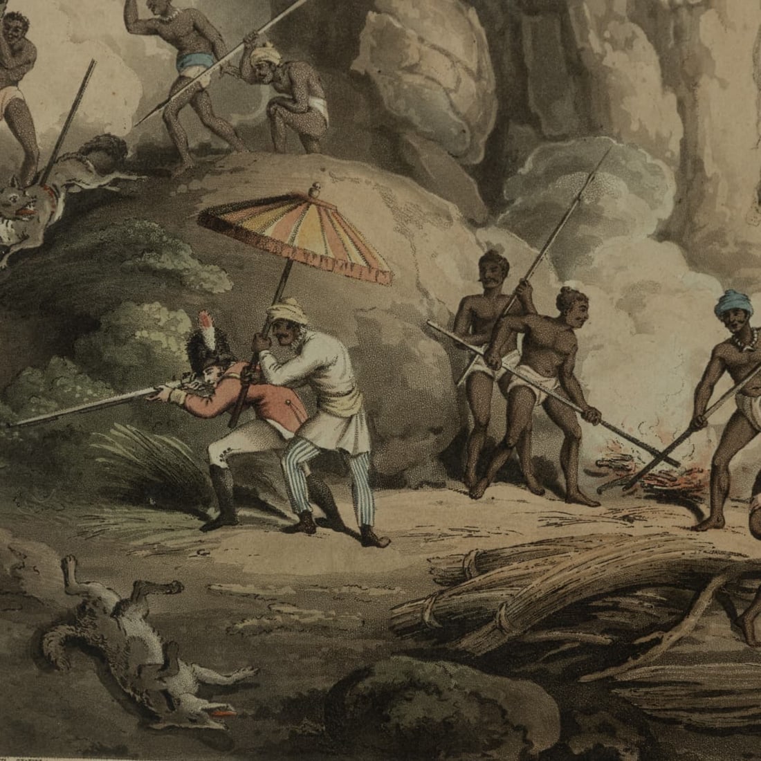 ANTIQUE 19thC "CHASSE DES LOUPS DANS LEURS TANIÈRES" BY EDWARD ORME c.1806 - 10