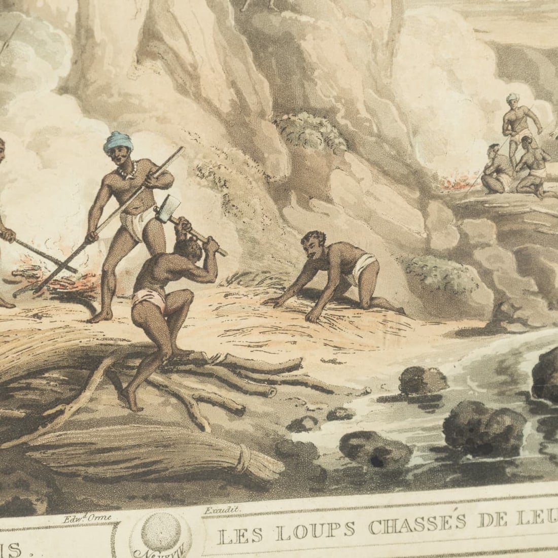 ANTIQUE 19thC "CHASSE DES LOUPS DANS LEURS TANIÈRES" BY EDWARD ORME c.1806 - 13