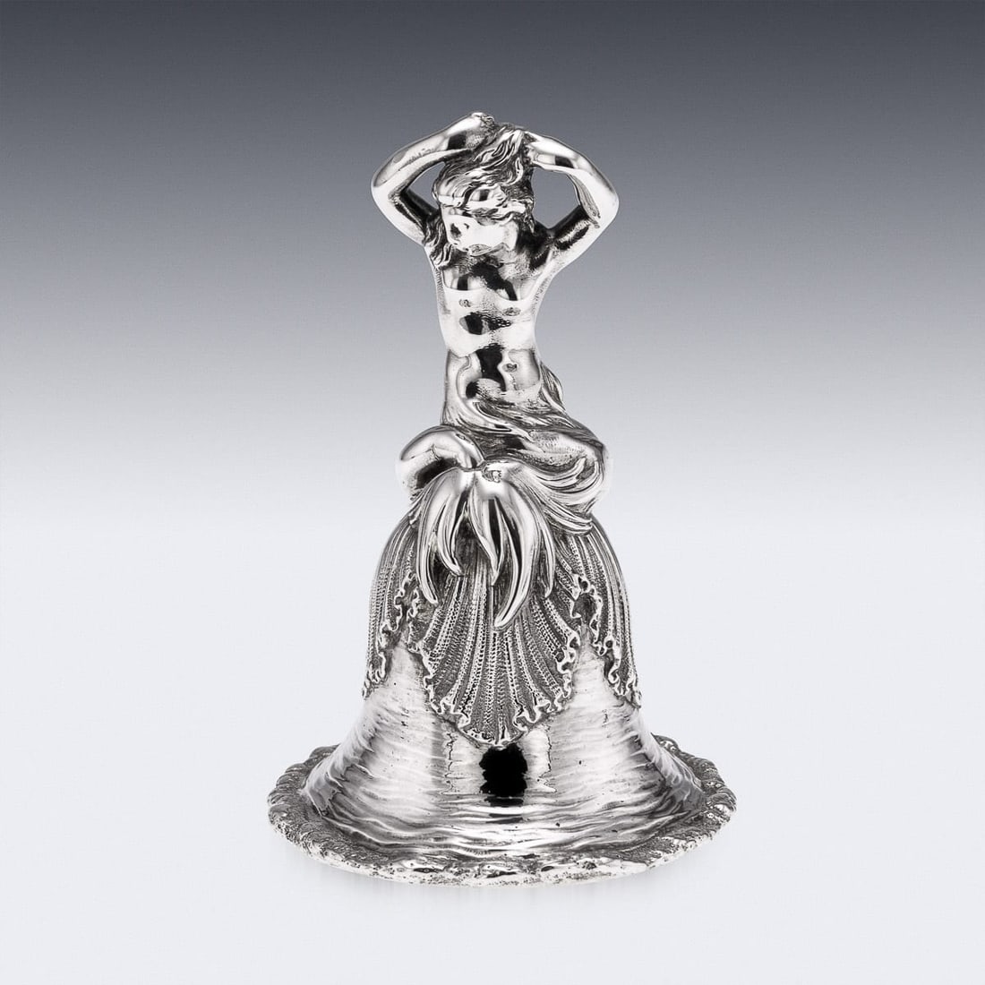 ANTIQUE 19thC VICTORIAN SOLID SILVER DESK / DINNER BELL c.1886 - 3