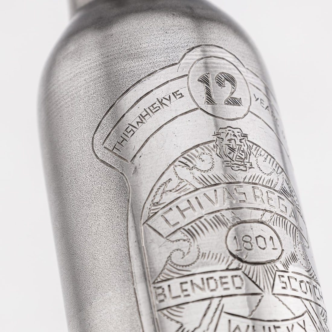 NOVELTY SOLID SILVER MINIATURE CHIVAS REGAL WHISKY BOTTLE - 7