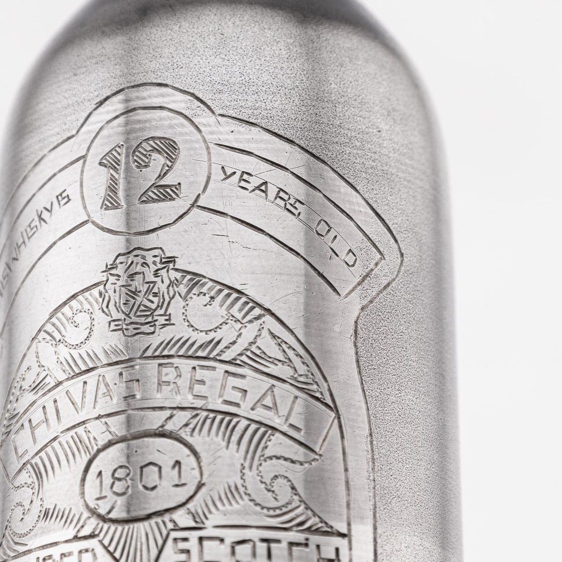 NOVELTY SOLID SILVER MINIATURE CHIVAS REGAL WHISKY BOTTLE - 9