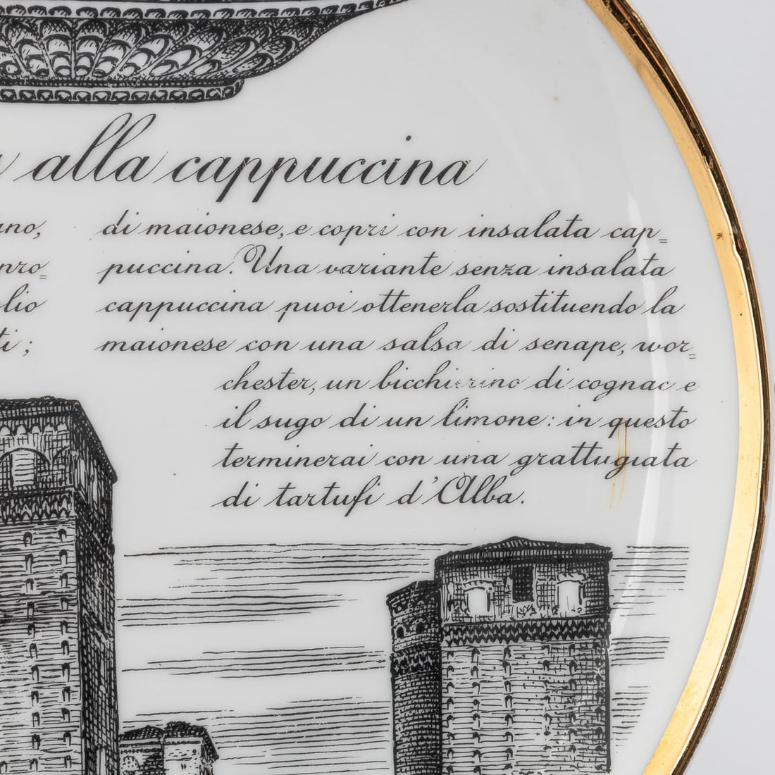 20thC SET OF FOUR "RECIPE" PLATES BY FORNASETTI, COMMISSIONED BY FIAT c.1950 - 11