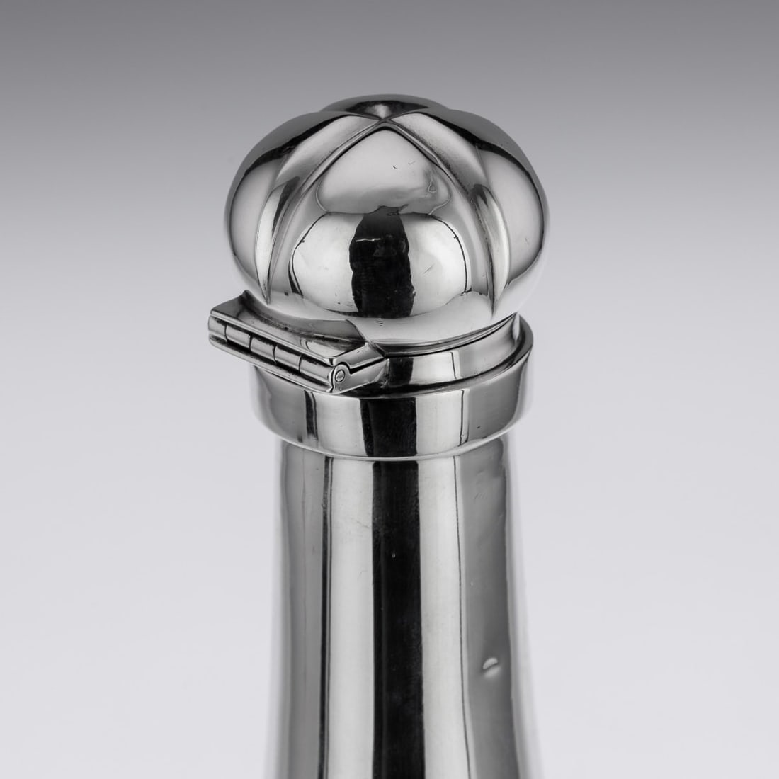 ANTIQUE 19thC VICTORIAN SOLID SILVER & GLASS "CHAMPAGNE BOTTLE" DECANTER c.1895 - 11