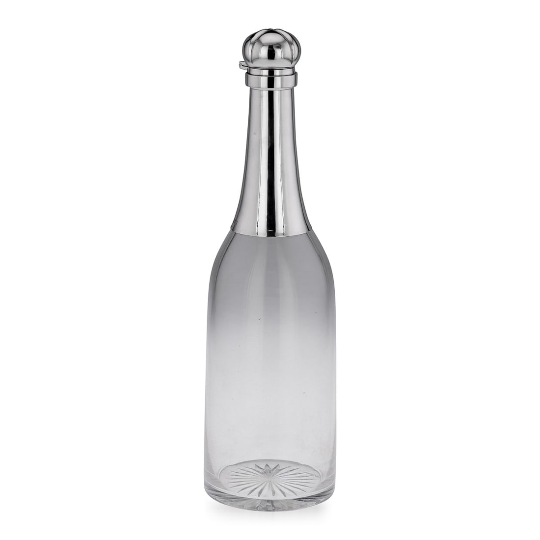 ANTIQUE 19thC VICTORIAN SOLID SILVER & GLASS "CHAMPAGNE BOTTLE" DECANTER c.1895 (1 of 14)